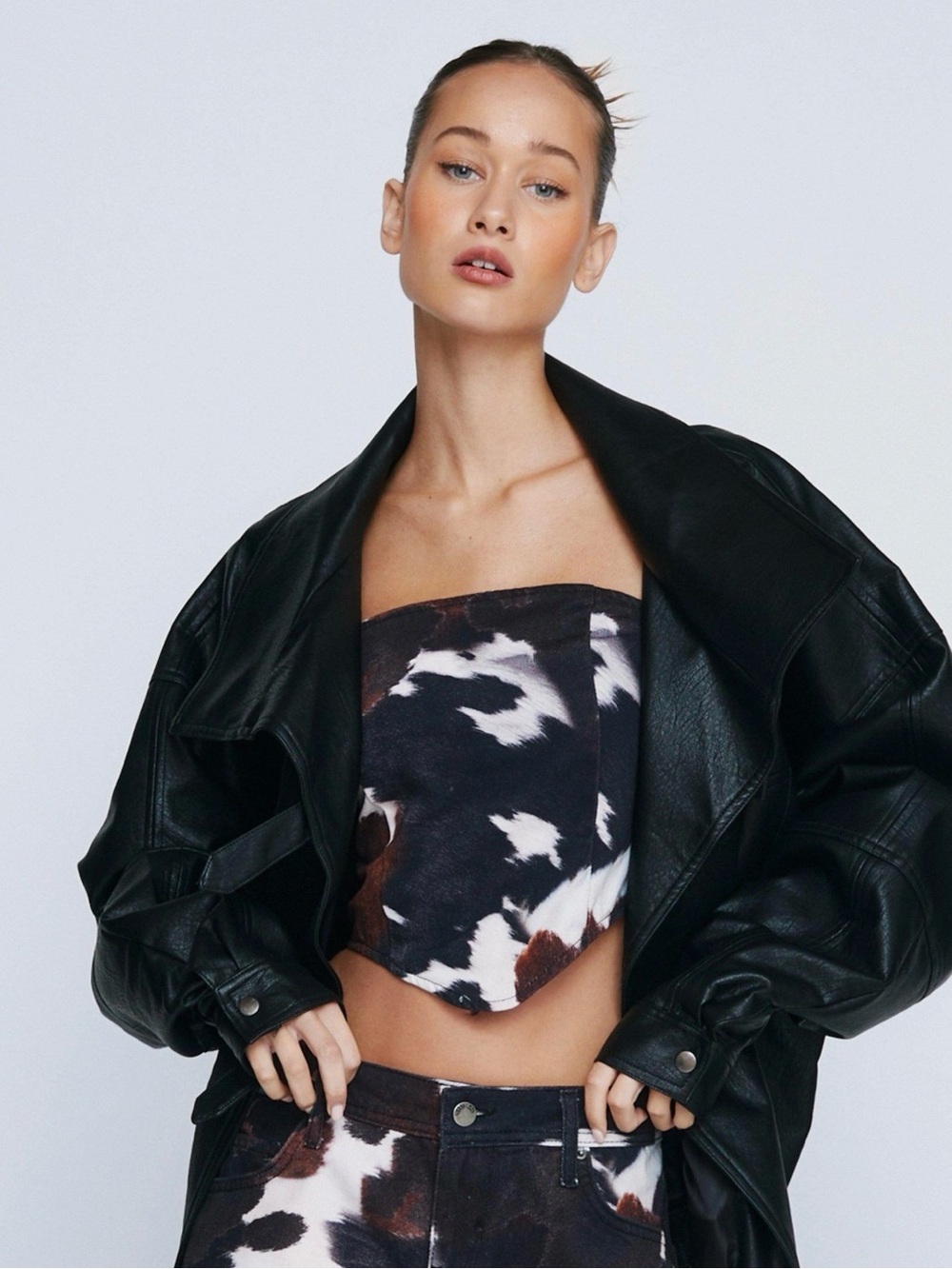 Nasty Gal Cow Print Bandeau Corset Top
